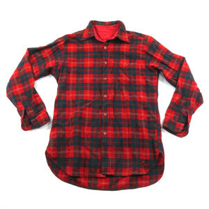 Plaid Flannel Shirt, Pendleton? Loop Collar, Red Green Sz L 1970s